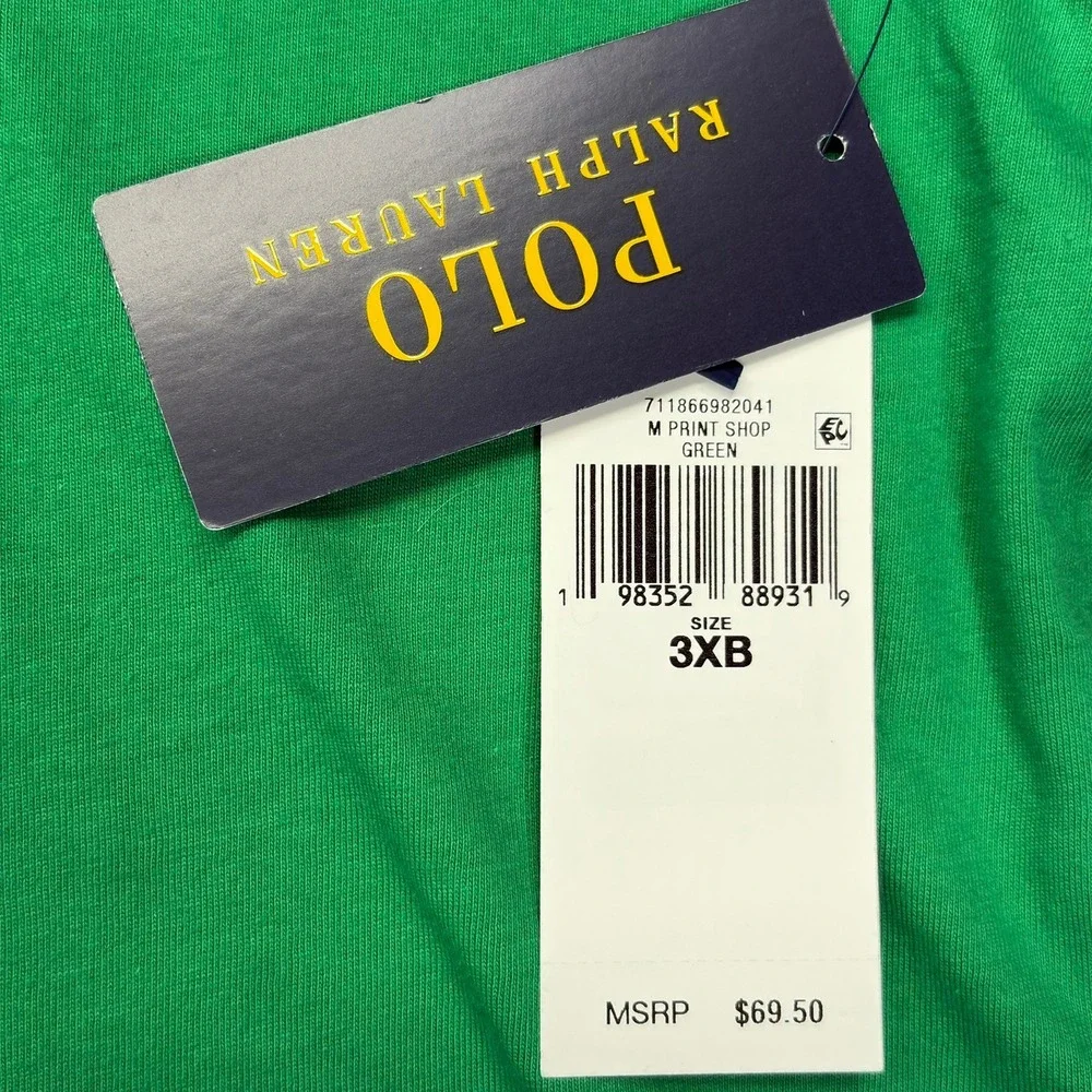 Polo Ralph Lauren T-Shirt Mens 3XB Big Green Script Logo Graphic Cotton Tee NWT